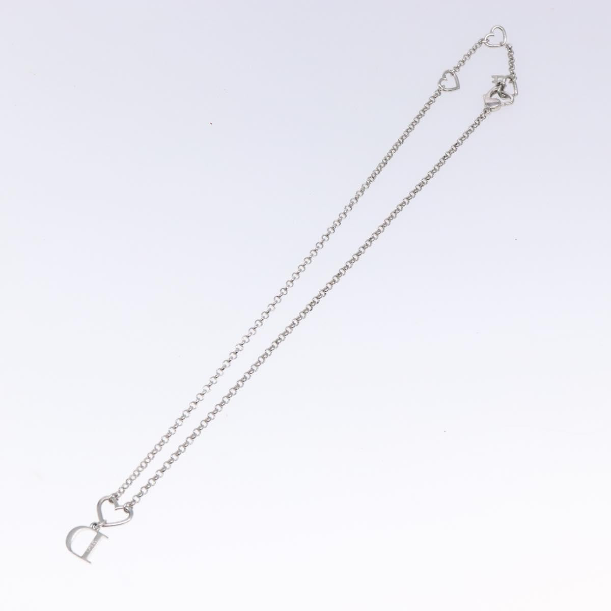 Christian Dior Vintage D Logo & Heart Charm Necklace Metal with Crystals