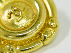 Chanel Vintage CC Round Clip-On Earrings Metal