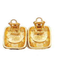 Chanel Square CC Symbols Clip-On Earrings Metal
