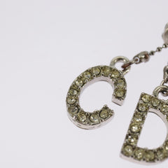 Christian Dior Bow CD Pendant Necklace Metal with Crystal