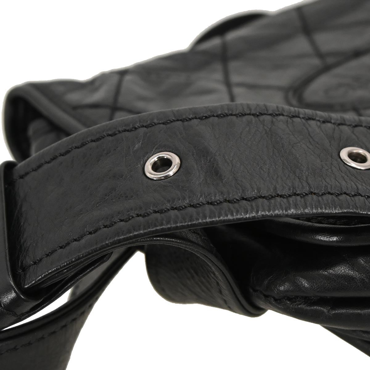 Chanel Vintage Logo Messenger Bag Quilted Aged Calfskin