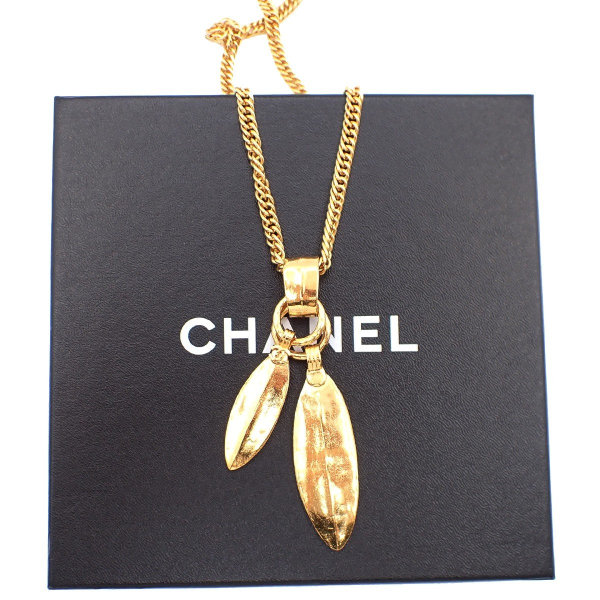 Chanel Feather CC Pendant Necklace Metal with Faux Pearl and Crystal