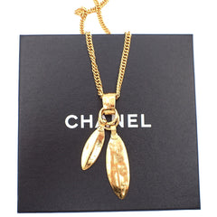 Chanel Feather CC Pendant Necklace Metal with Faux Pearl and Crystal
