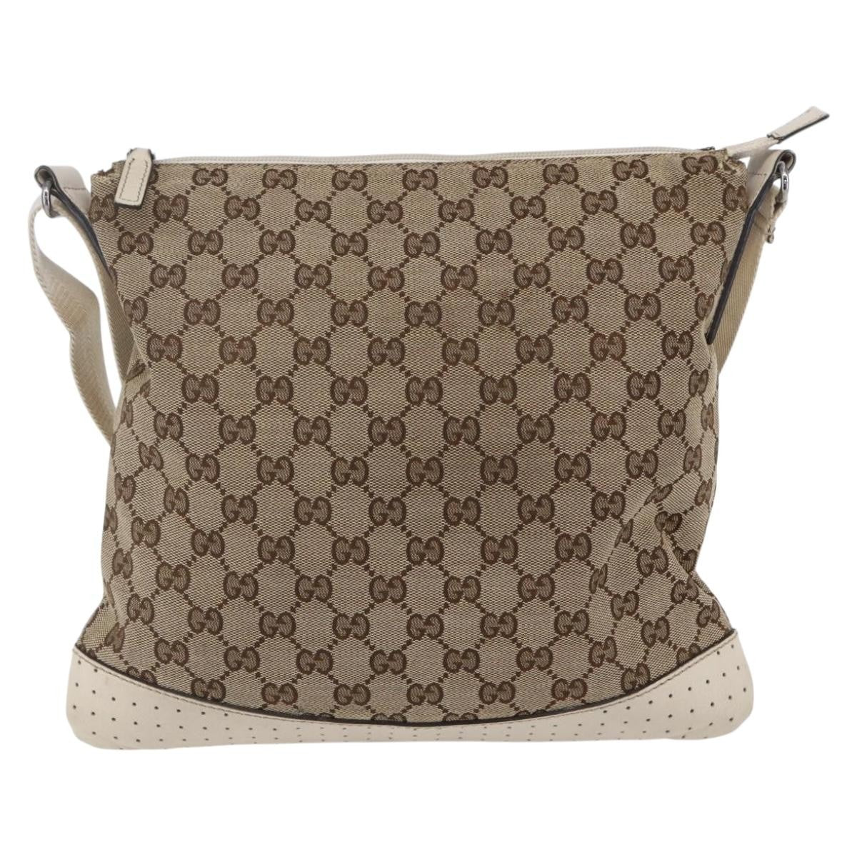Gucci Zip Messenger Bag GG Canvas with Perforated Leather