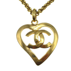 Chanel CC Heart Pendant Necklace Metal