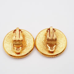 Chanel Vintage Round CC Clip-On Earrings Metal