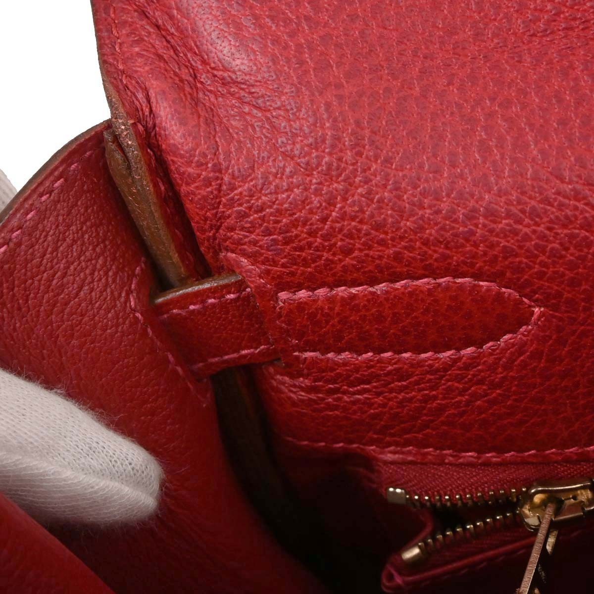 Hermes Kelly Handbag Red Ardennes with Gold Hardware