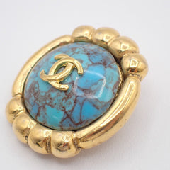 Chanel Vintage CC Round Button Clip-On Earrings Metal