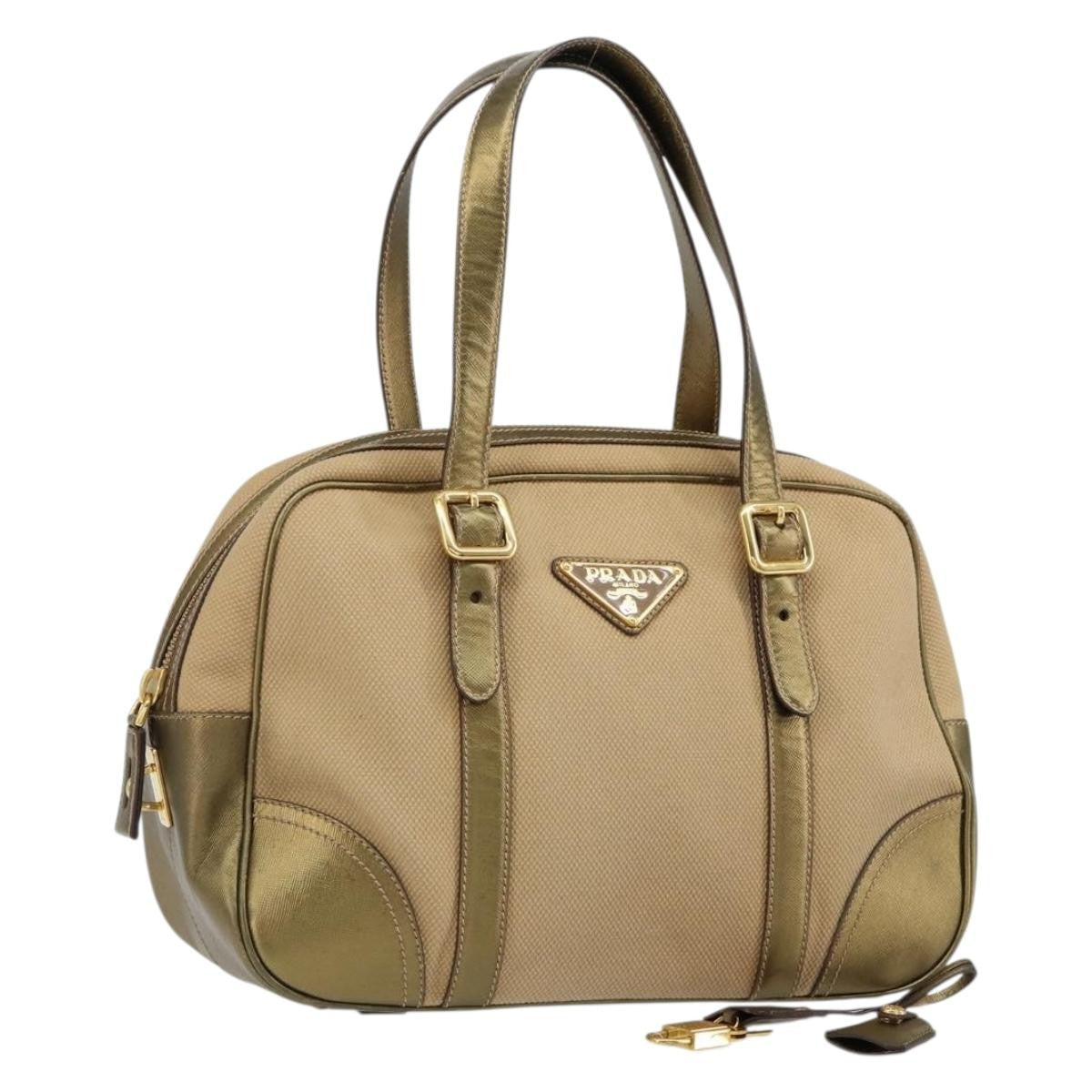 Prada Bowler Bag Canvas with Leather