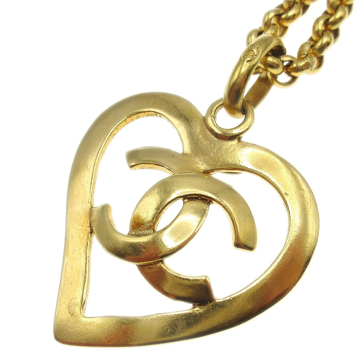 Chanel CC Heart Pendant Necklace Metal