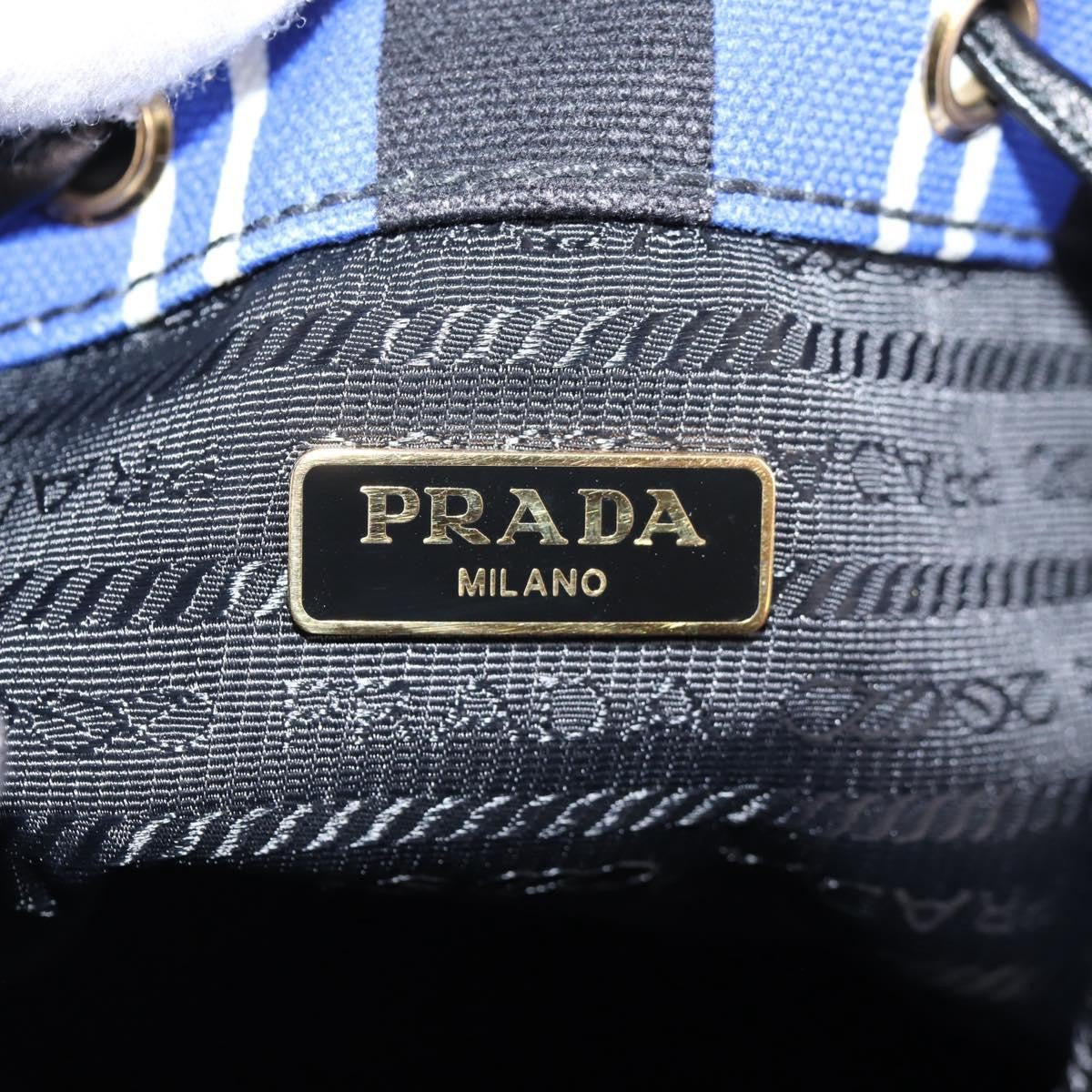Prada Drawstring Bucket Bag Canvas and Wicker
