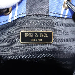 Prada Drawstring Bucket Bag Canvas and Wicker