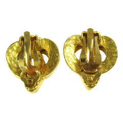 Chanel Vintage CC Heart Clip-On Earrings Metal