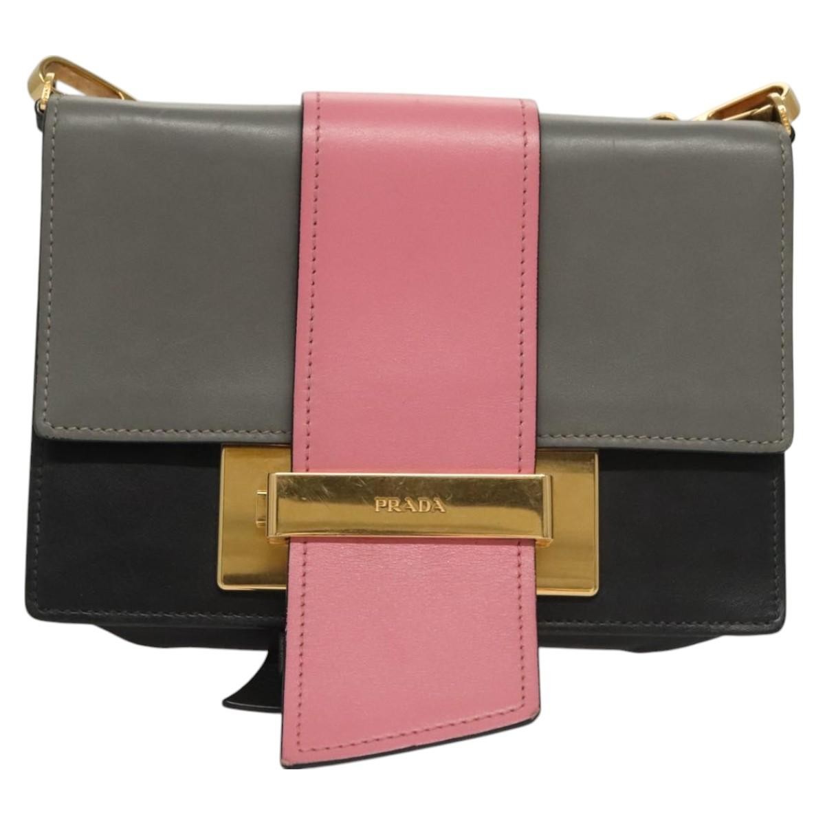 Prada Metal Ribbon Shoulder Bag City Calfskin