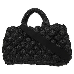 Prada Canapa Convertible Tote Raffia Crochet