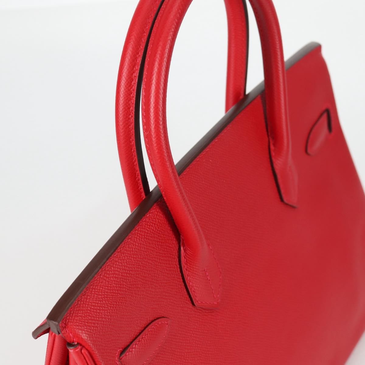 Hermes Birkin Handbag Red Epsom with Palladium Hardware