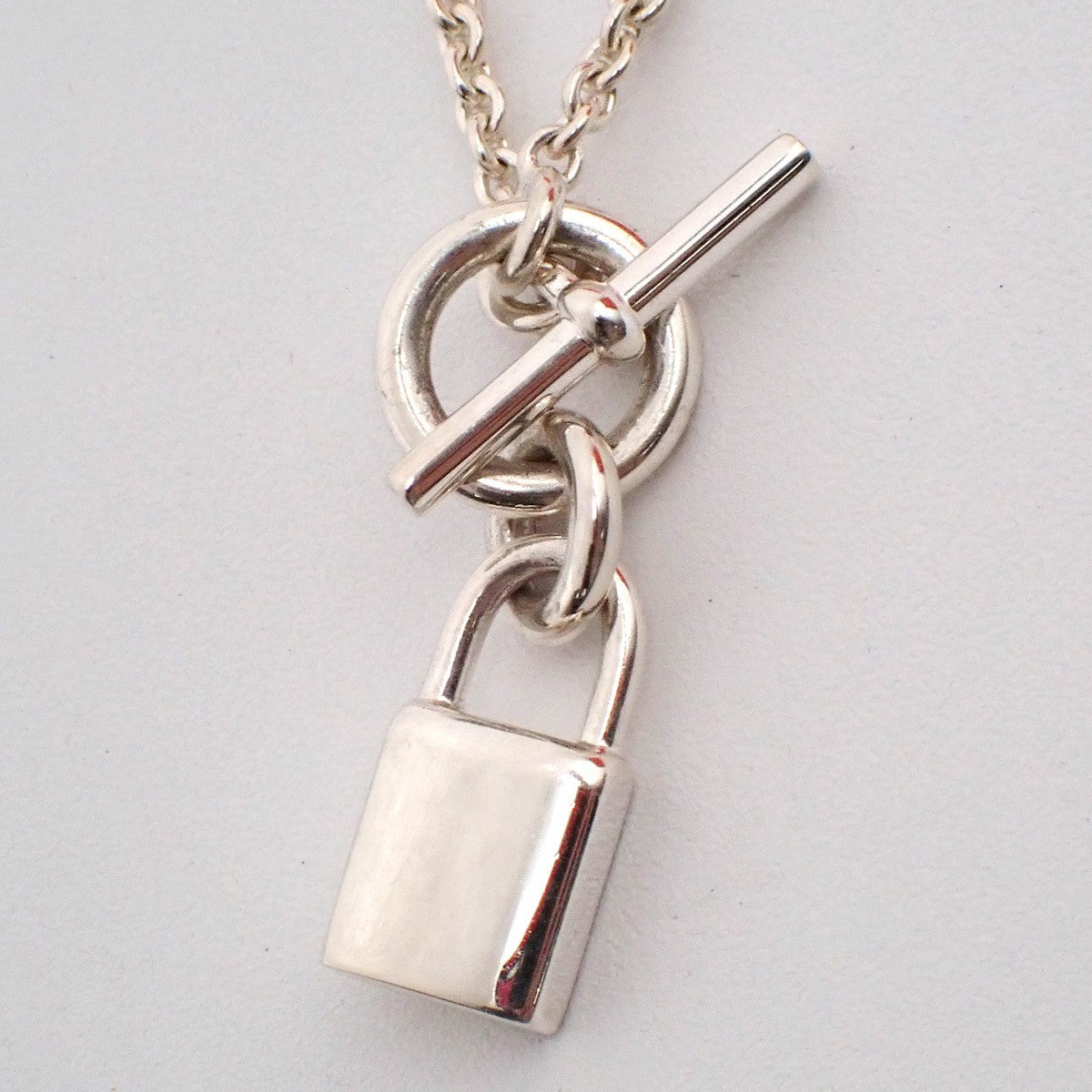 Hermes Cadenas Kelly Pendant Necklace Sterling Silver