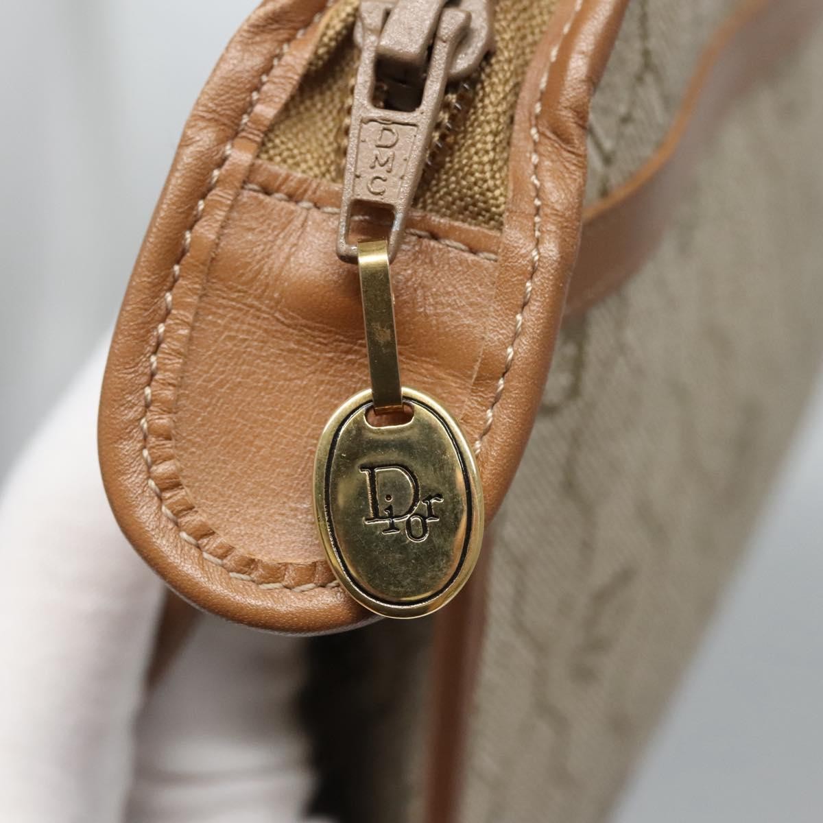 Christian Dior Vintage Honeycomb Zip Pouch Coated Canvas