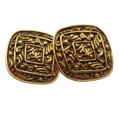 Chanel Vintage Diamond Clip-On Earrings Gold-plated