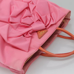 Prada Logo Bow Convertible Tote Tessuto with Leather