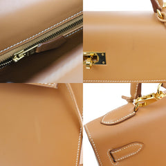 Hermes Kelly Handbag Brown Chamonix with Gold Hardware