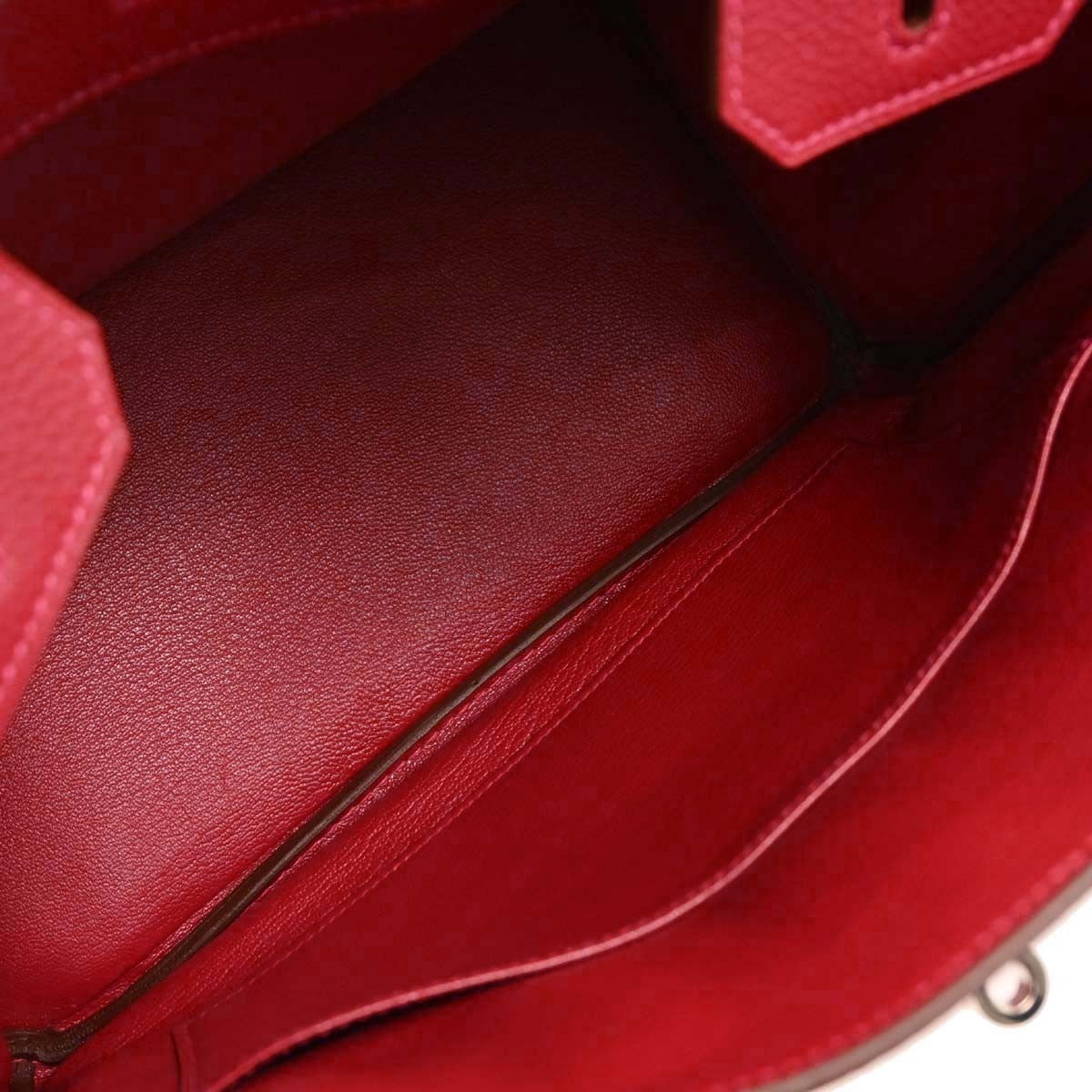 Hermes Birkin Handbag Red Togo with Palladium Hardware