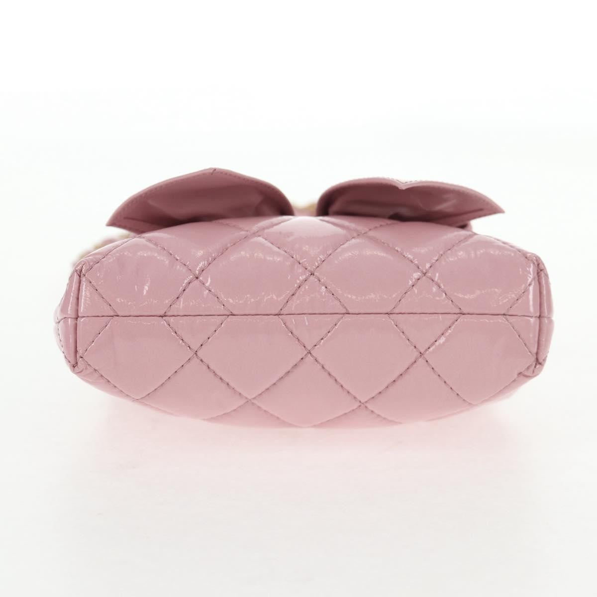 Chanel Bow Frame Clutch With Chain Quilted Patent with Lambskin