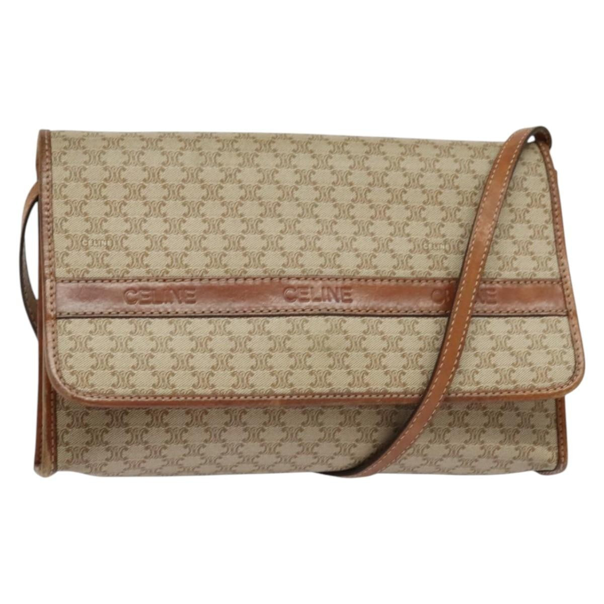 Celine Vintage Macadam Shoulder Bag Canvas and Leather