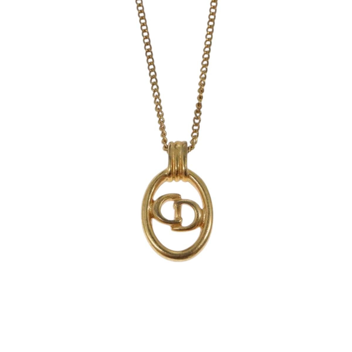 Christian Dior CD Round Pendant Necklace Metal