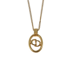 Christian Dior CD Round Pendant Necklace Metal