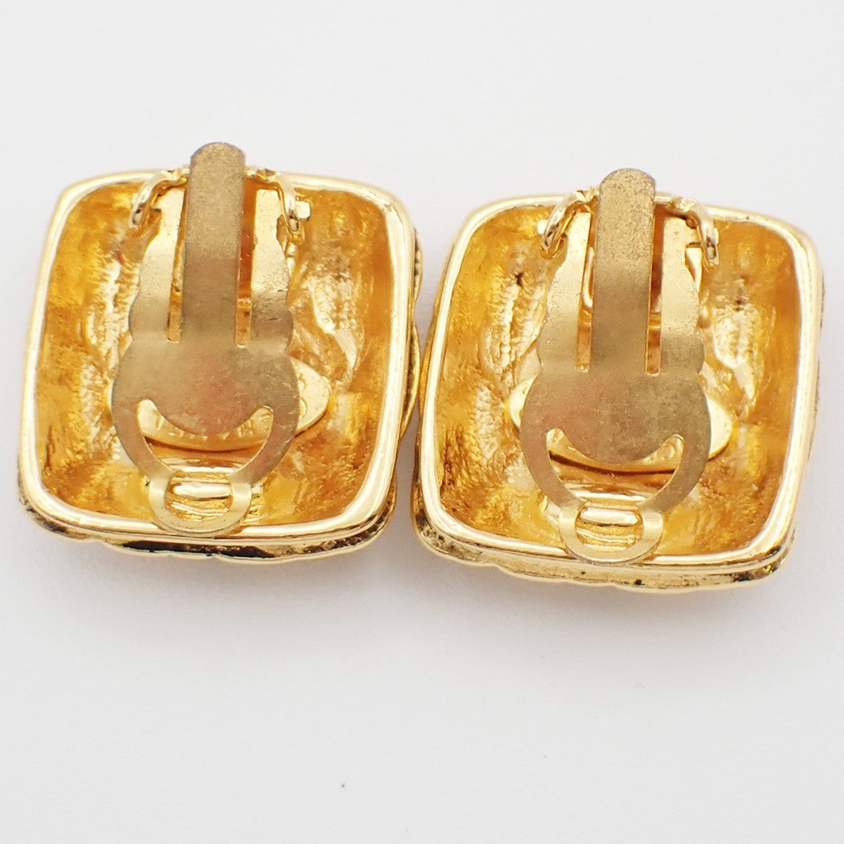 Chanel Square CC Symbols Clip-On Earrings Metal