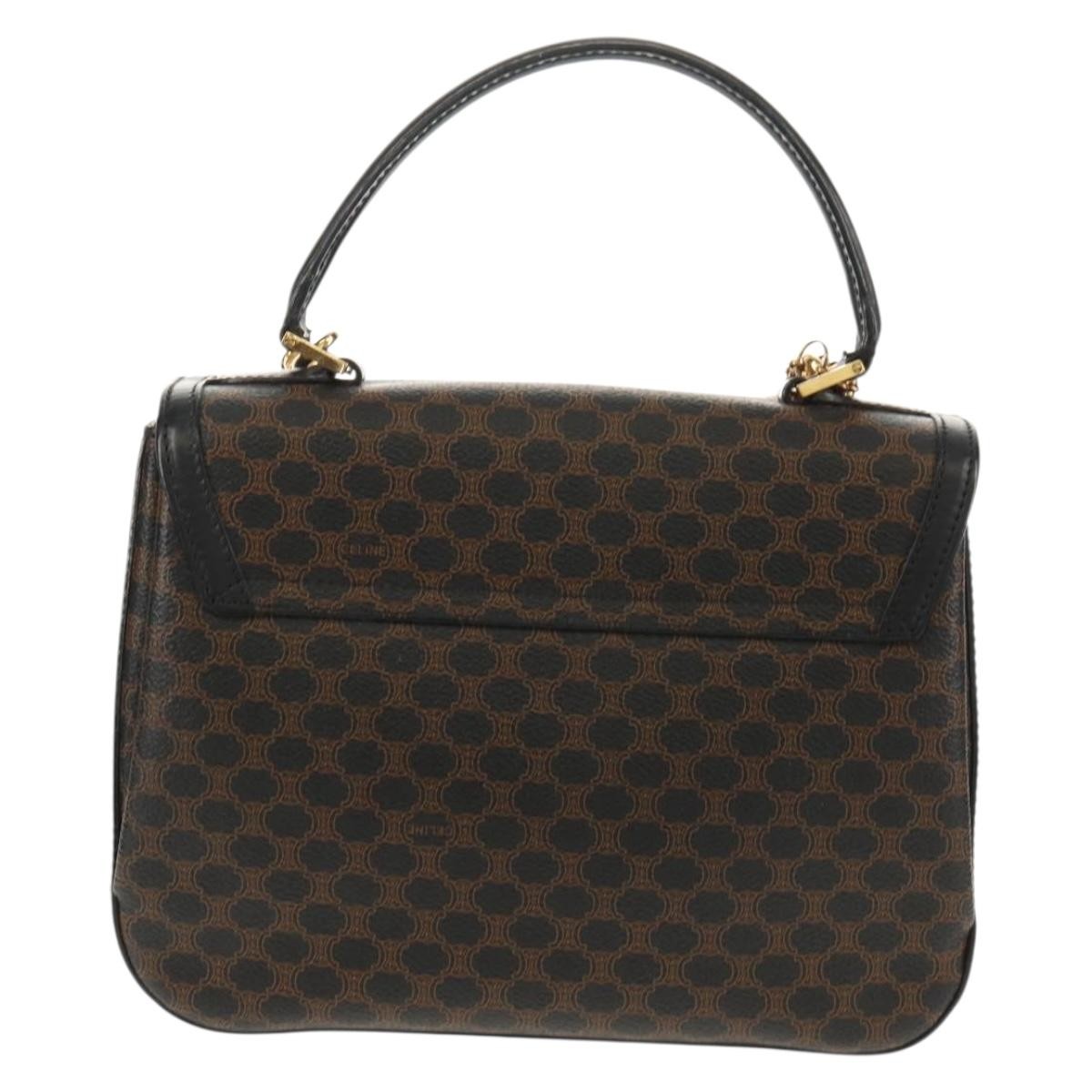 Celine Vintage Convertible Top Handle Bag Macadam Coated Canvas