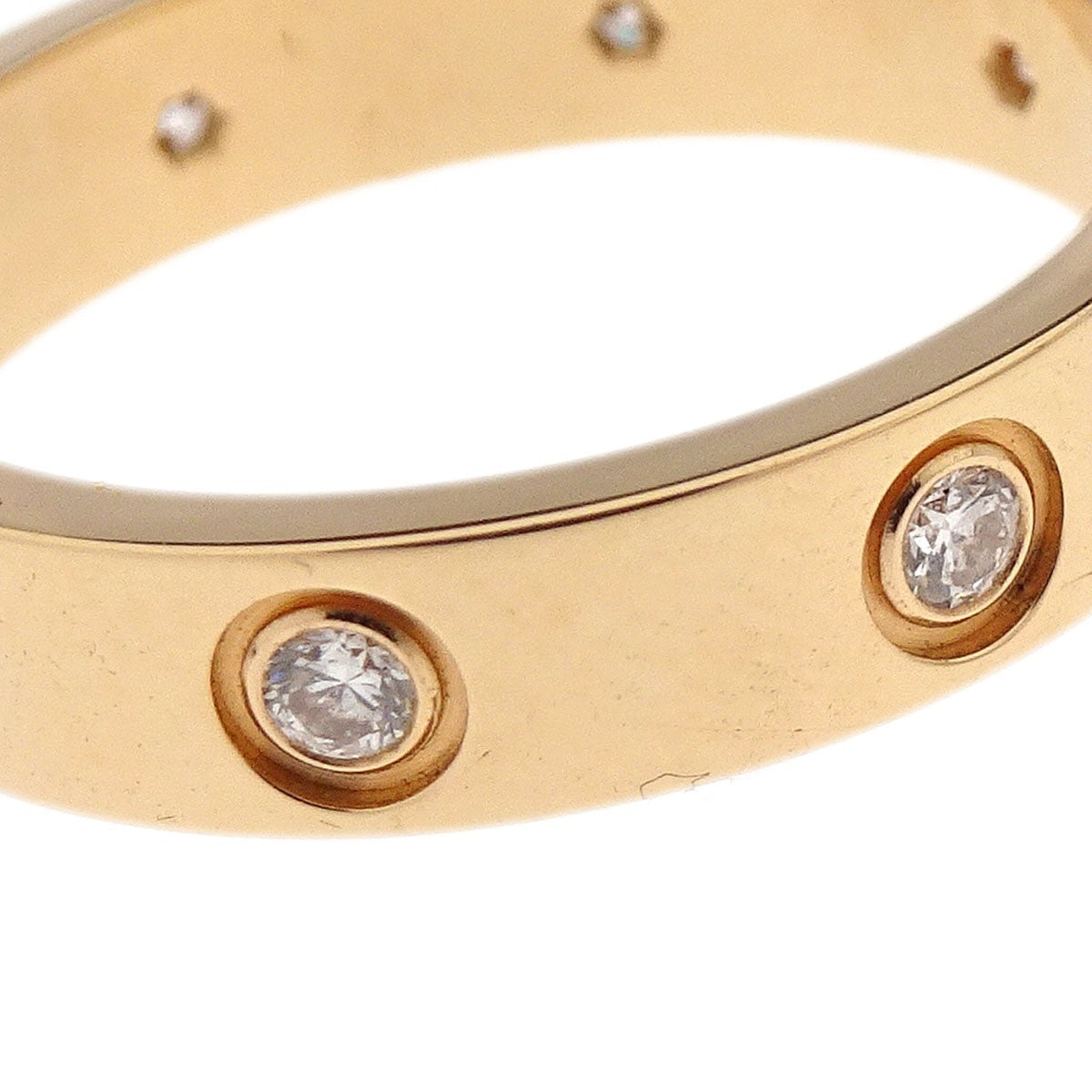 Cartier Love Wedding Band 8 Diamonds Ring 18K Rose Gold with Diamonds