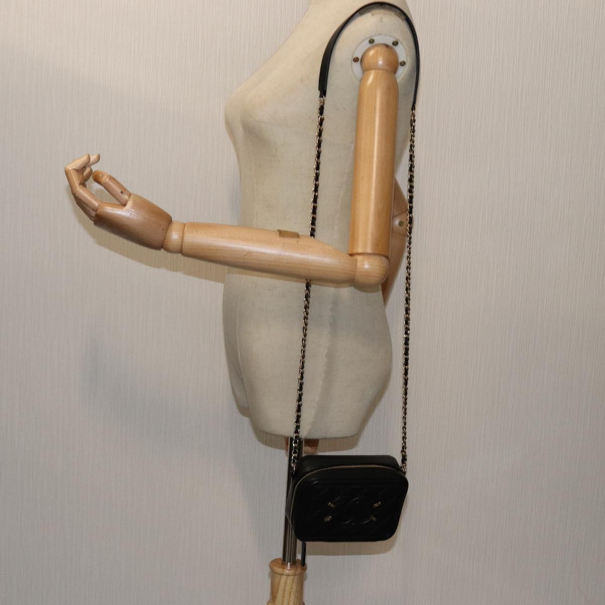 Chanel Filigree Vanity Clutch with Chain Quilted Caviar