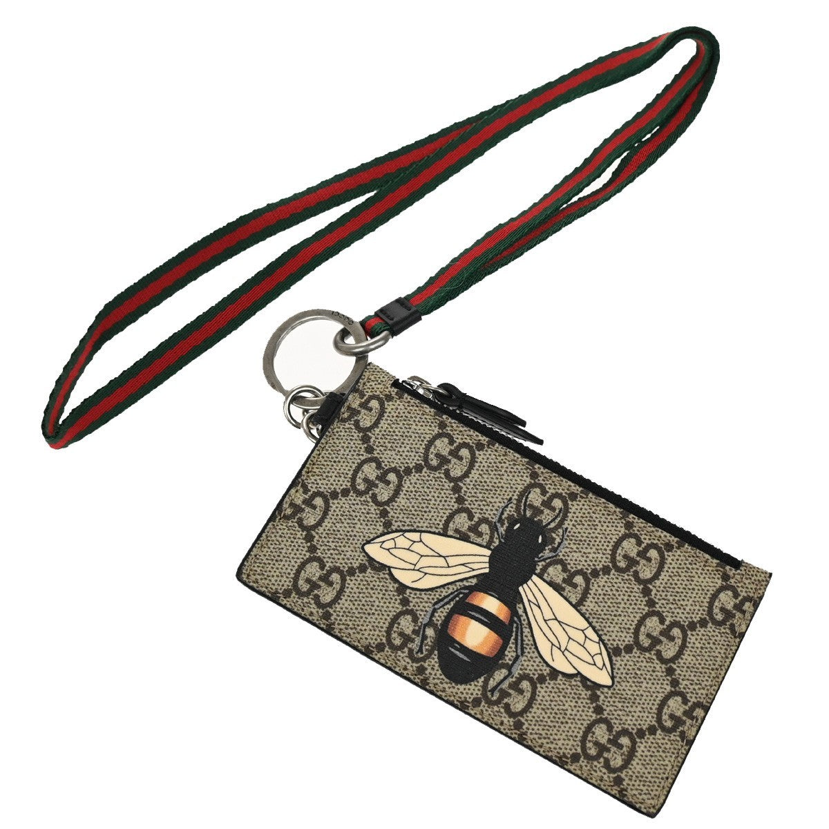 Gucci Bee Card Holder Printed GG Coated Canvas