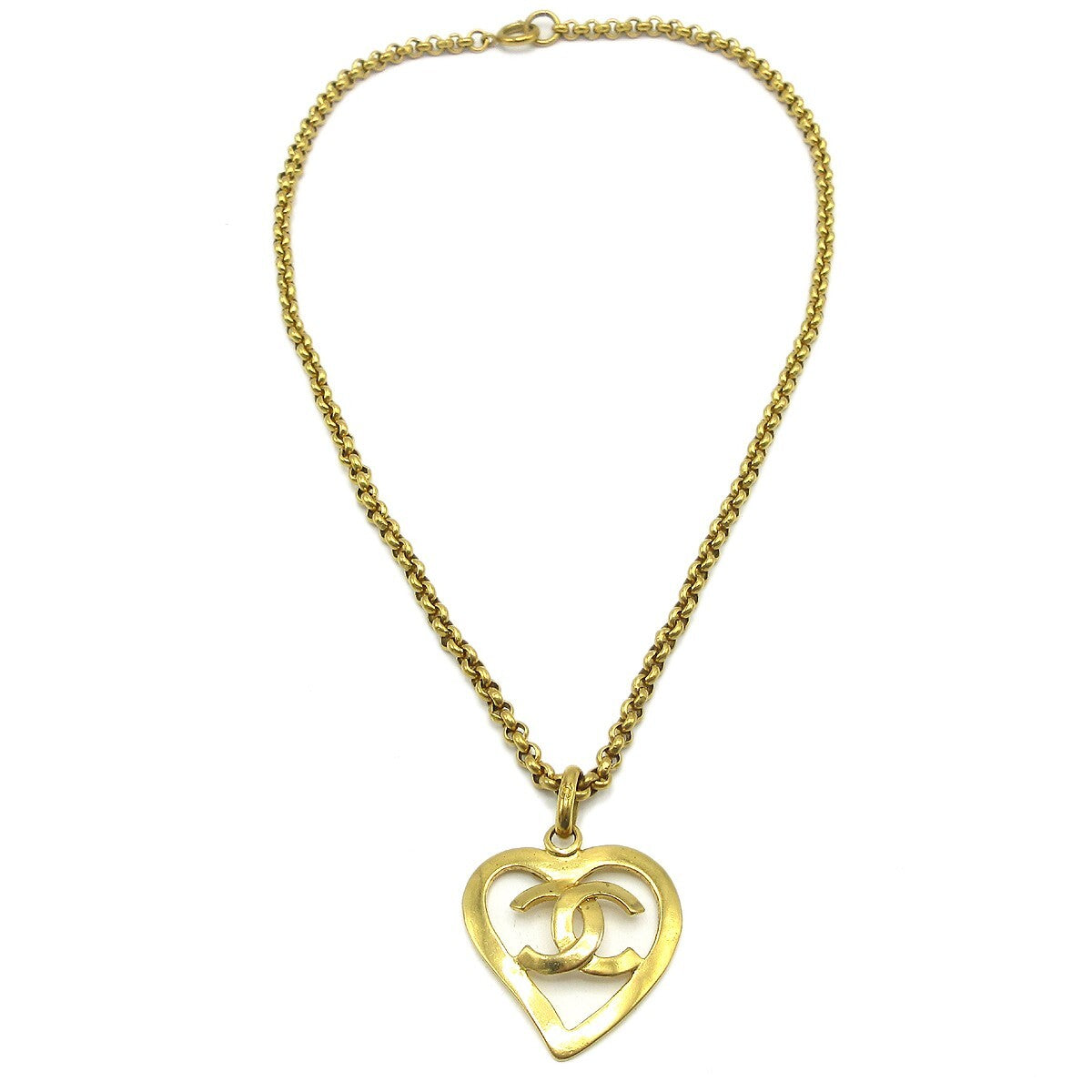 Chanel CC Heart Pendant Necklace Metal