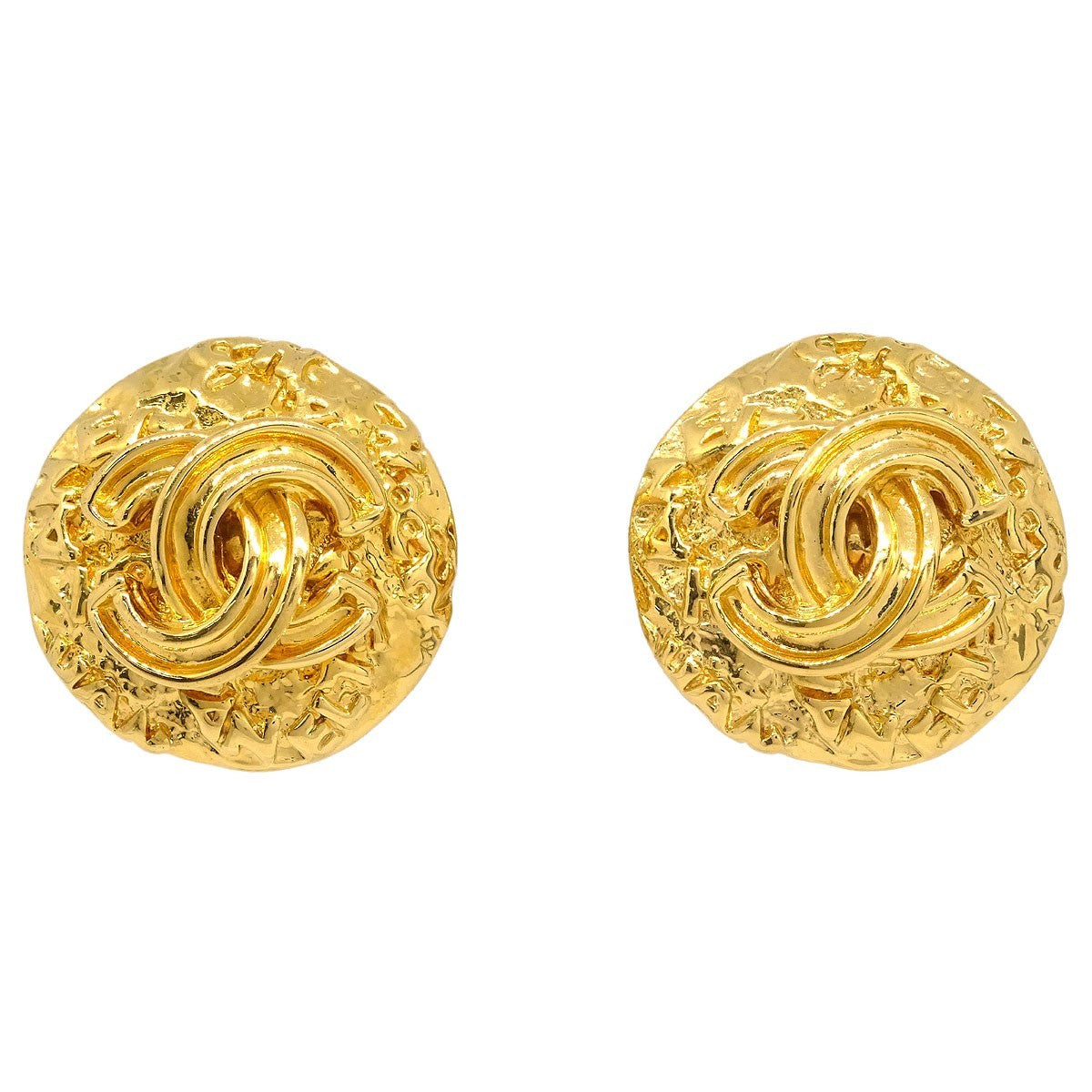 Chanel Vintage Round CC Clip-On Earrings Metal