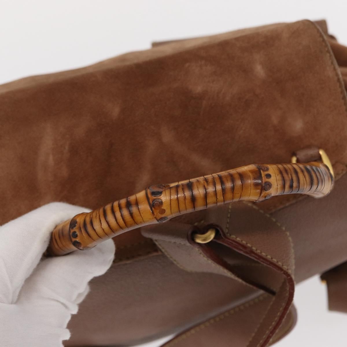 Gucci Vintage Bamboo Backpack Suede