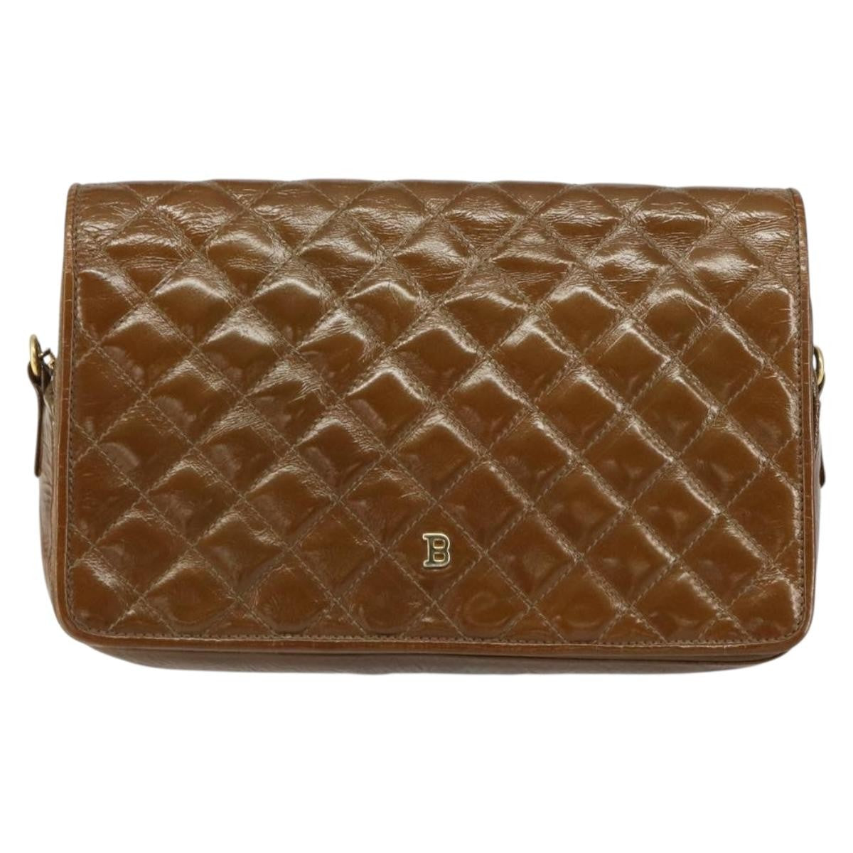 Bally Vintage Chain Shoulder Bag Quilted Patent leather