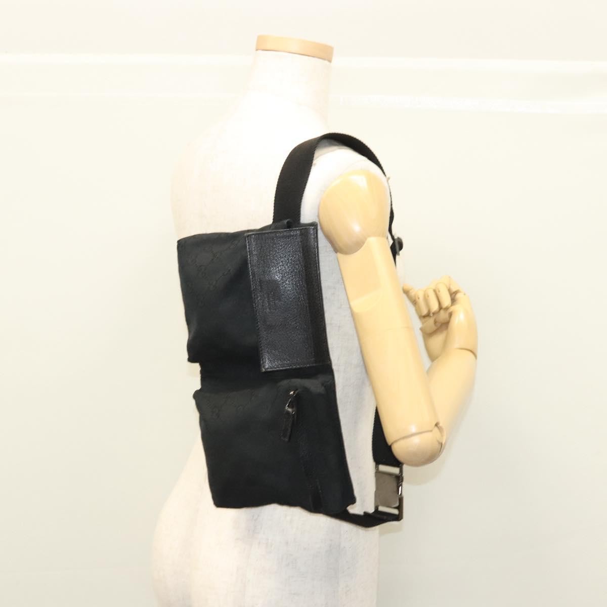 Gucci Vintage Double Belt Bag GG Canvas with Leather