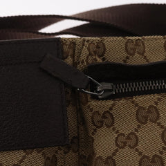 Gucci Vintage Double Belt Bag GG Canvas with Leather