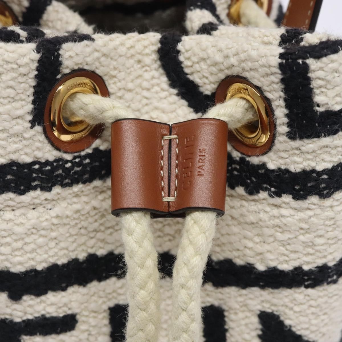 Celine Teen Drawstring Plein Soleil Bucket Bag Canvas with Leather