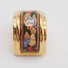 Hermes Vintage Half Hoop Clip-On Earrings Printed Enamel and Metal