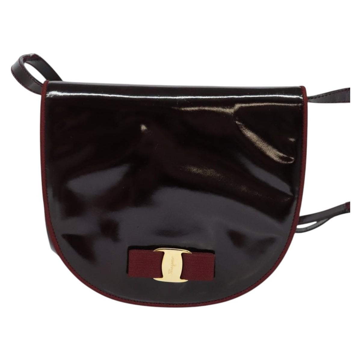 Salvatore Ferragamo Vala Shoulder Bag Patent Leather
