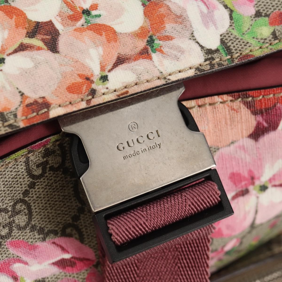 Gucci Buckle Backpack Blooms Print GG Coated Canvas
