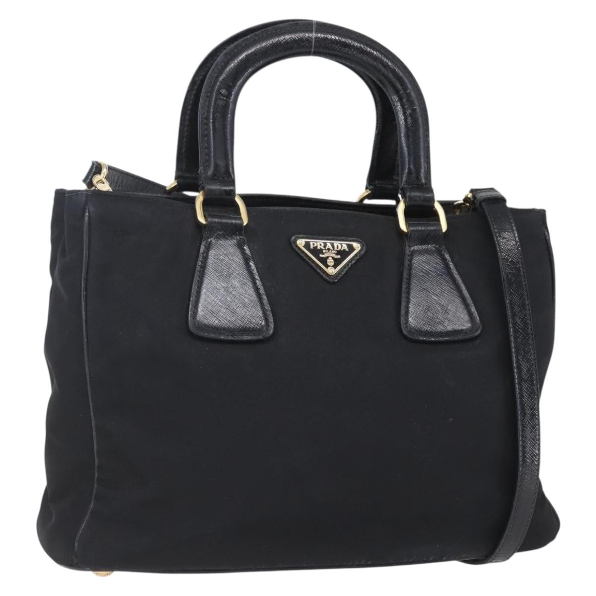 Prada Convertible Top Handle Tote Tessuto with Vernice Saffiano Leather