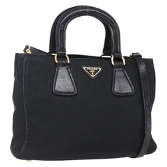 Prada Convertible Top Handle Tote Tessuto with Vernice Saffiano Leather