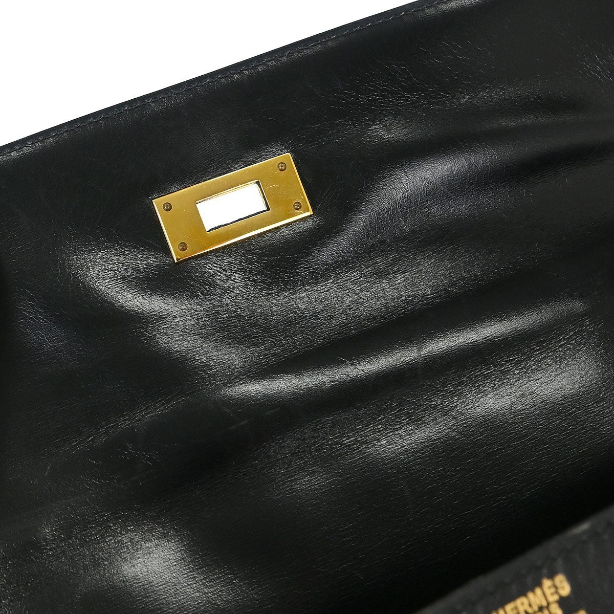 Hermes Kelly Handbag Black Box Calf with Gold Hardware