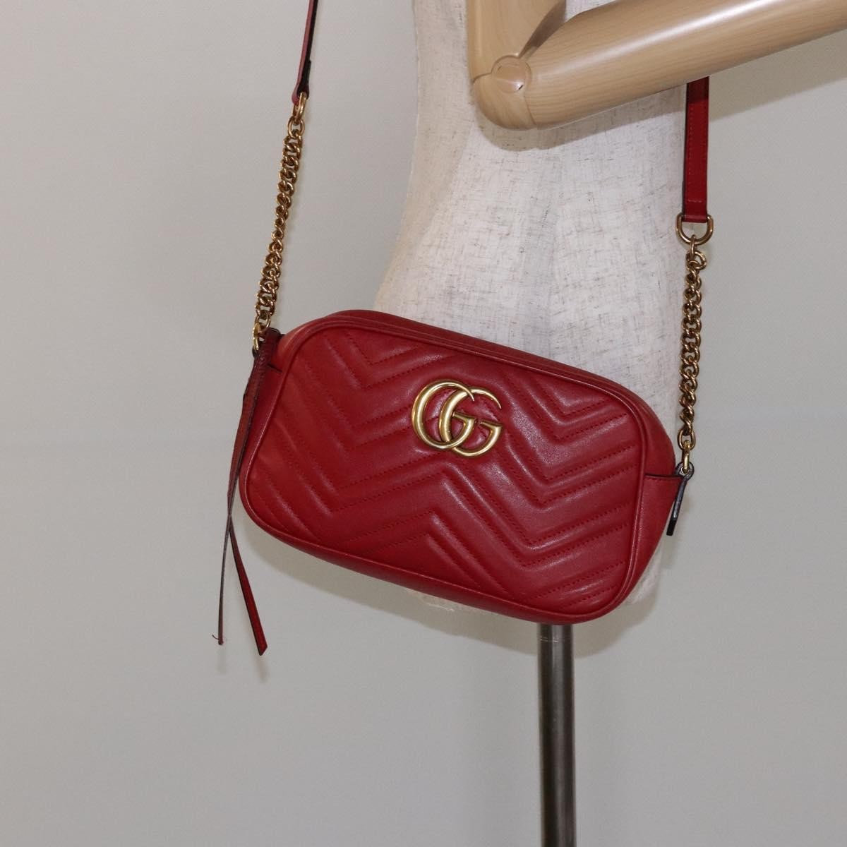 Gucci GG Marmont Triple Zip Chain Bag Matelasse Leather