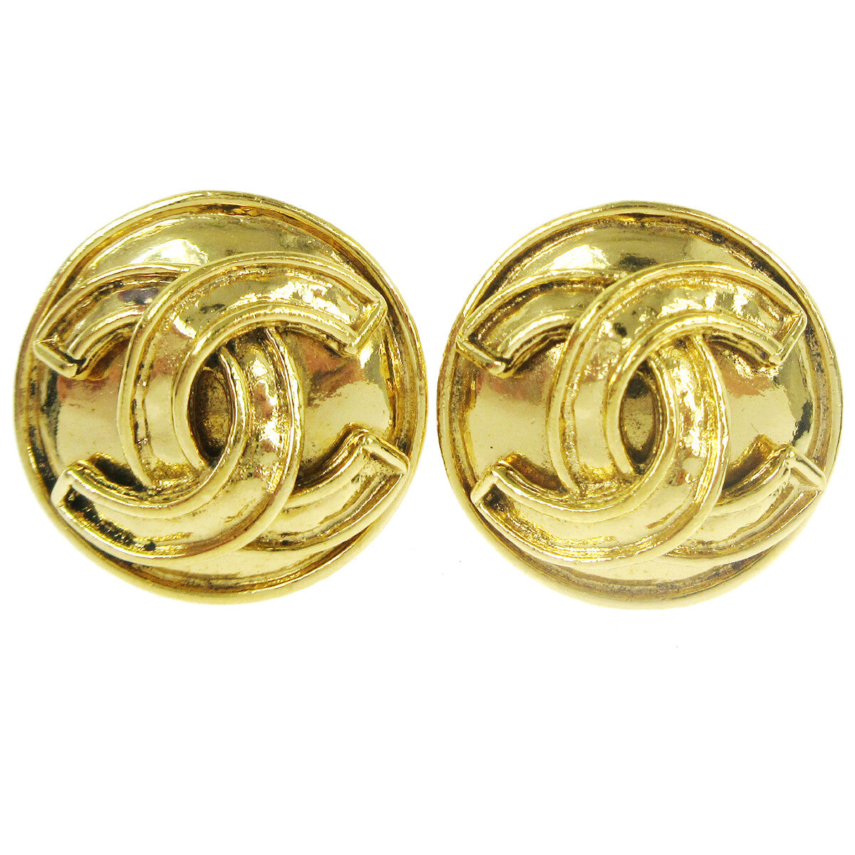 Chanel CC Button Clip-On Earrings Metal
